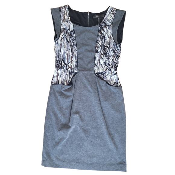 BCBGMAXAZRIA Gray Layered Graphic Bodycon Dress M Abstract Modern Career Capsule - Picture 7 of 10